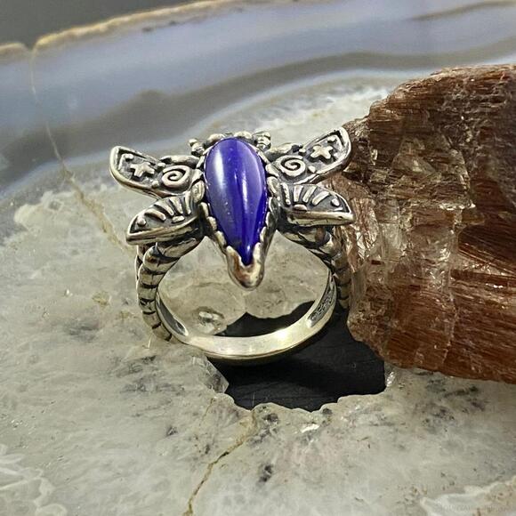 Carolyn Pollack Southwestern Style Sterling Lapis Dragonfly Ring S 9.25 & 10.25 - Picture 5 of 10